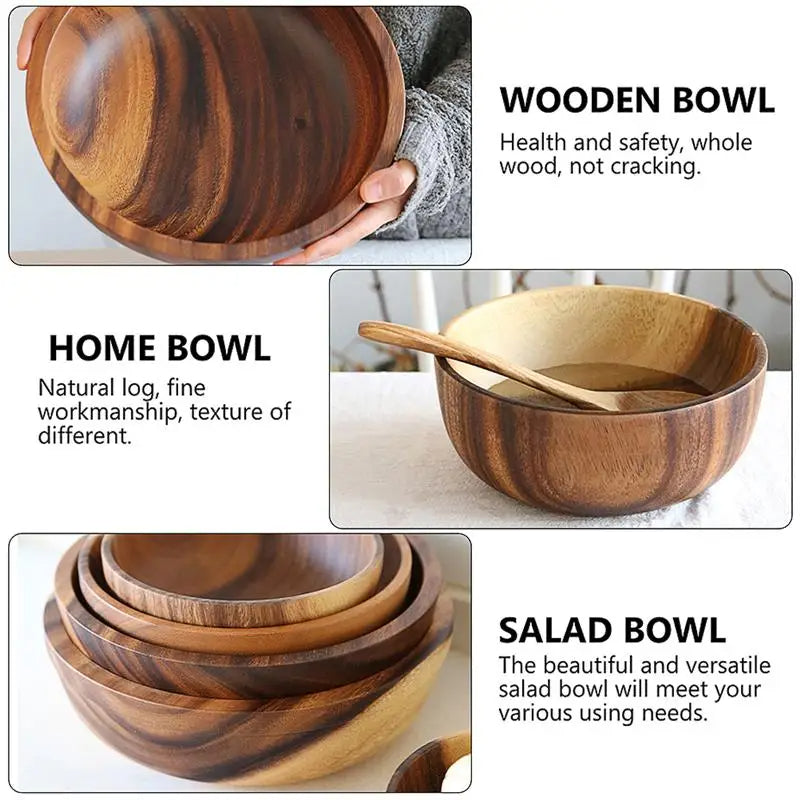Handcrafted Wooden Bowl – Natural Wood Grain