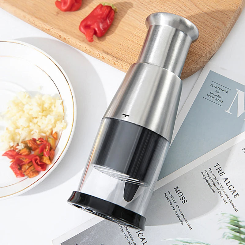 Garlic Press & Vegetable Chopper – Stainless Steel