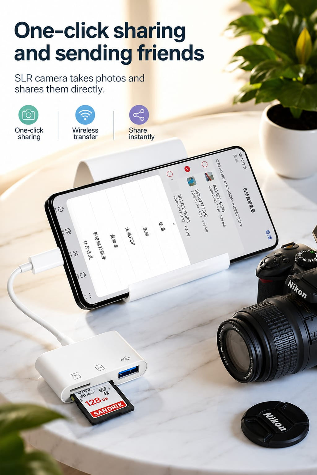 3-i-1 USB-C Adapter – Les SD/TF-kort + USB